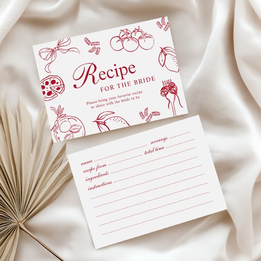 That’s Amore Red Bridal Shower Recipe Card Begleitkarte