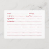 That’s Amore Red Bridal Shower Recipe Card Begleitkarte (Rückseite)