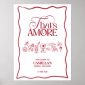 That’s Amore Red hand drawn Bridal Shower poster (Vorne)