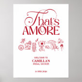 That’s Amore Red hand drawn Bridal Shower Poster (Vorne)