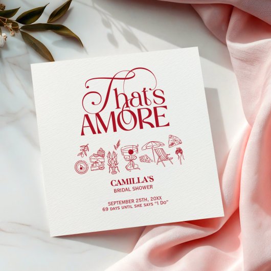 That’s Amore Red hand drawn Bridal Shower Serviette