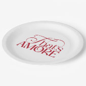 That’s Amore Red script Bridal Shower Pappteller (Schrägansicht)
