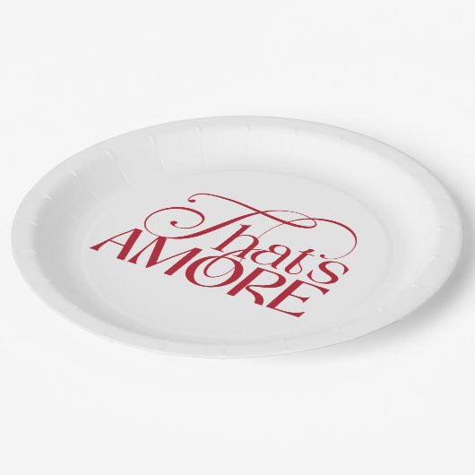 That’s Amore Red script Bridal Shower Pappteller (Schrägansicht)