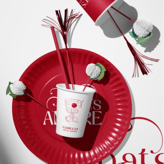 That’s Amore Red script Bridal Shower Pappteller