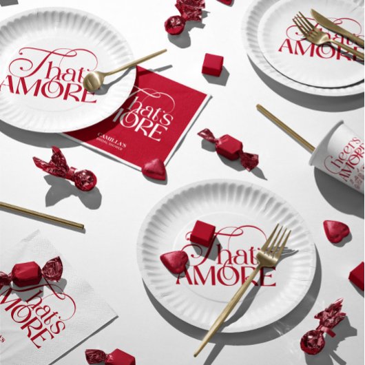 That’s Amore Red script Bridal Shower Pappteller
