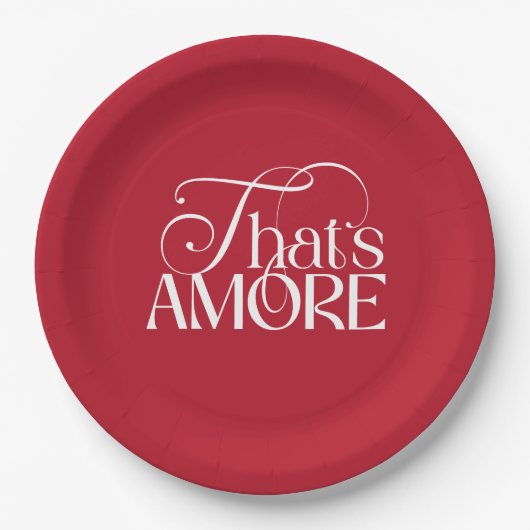 That’s Amore Red script Bridal Shower Pappteller (Vorderseite)