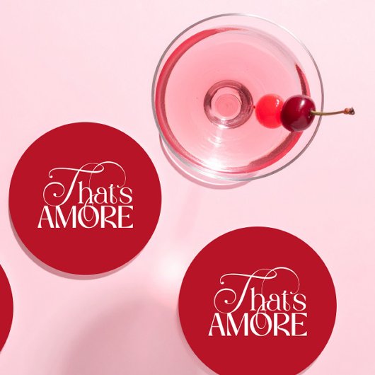 That’s Amore Red script Bridal Shower Runder Pappuntersetzer