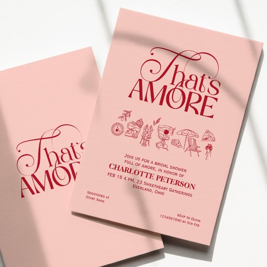 That’s Amore Red soft pink Bridal Shower invite Einladung