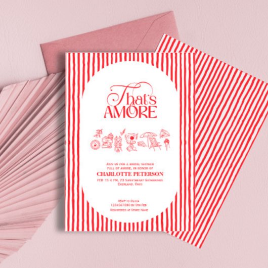 That’s Amore Red stripes Bridal Shower invite Einladung