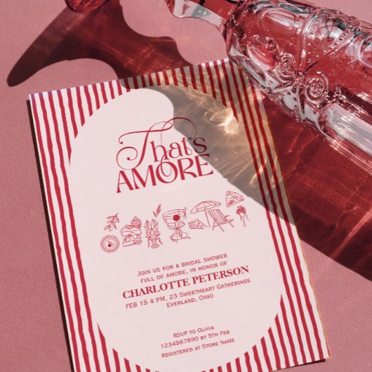 That’s Amore Red stripes Bridal Shower invite Einladung