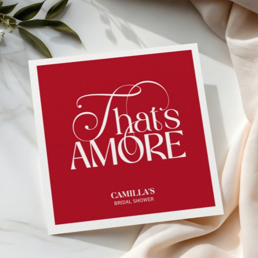That’s Amore Red typography Bridal Shower napkin Serviette