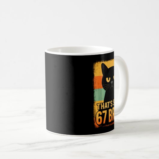 That’s Some 67 Bruh – Retro Grumpy Six Seven Cat M Kaffeetasse (VorderseiteRechts)