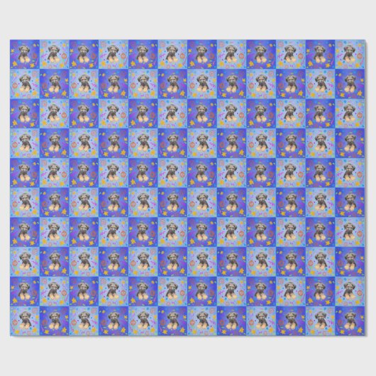 Thatch Border Terrier Patchwork-Muster Geschenkpapier (Flach)