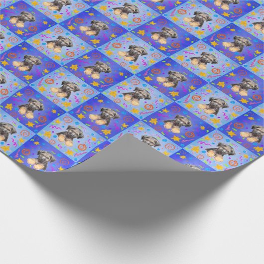 Thatch Border Terrier Patchwork-Muster Geschenkpapier (Ecke)