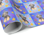 Thatch Border Terrier Patchwork-Muster Geschenkpapier (Rolleneckpunkt)