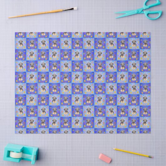 Thatch Border Terrier Patchwork-Muster Seidenpapier (Basteln)