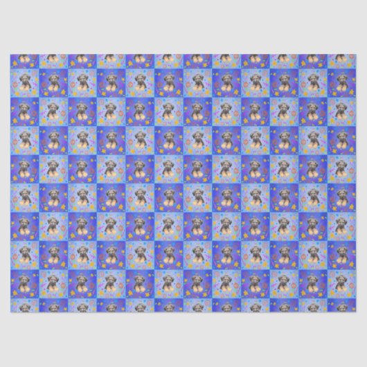Thatch Border Terrier Patchwork-Muster Seidenpapier (Vorderseite)