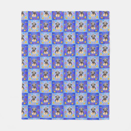 Thatch Border Terrier patchwork Pattern Fleecedecke (Vorderseite)