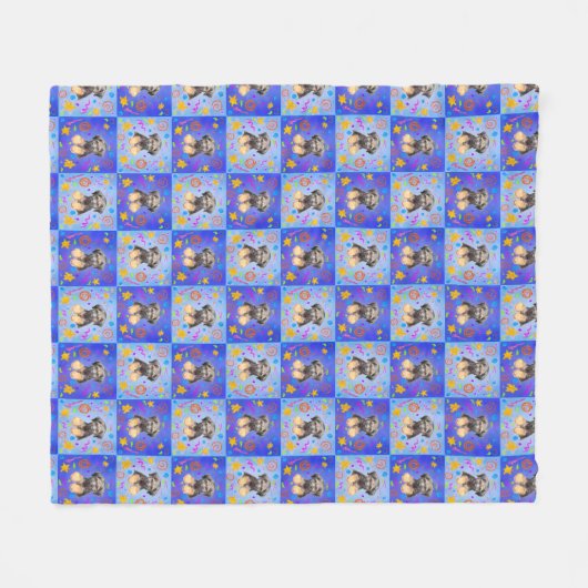 Thatch Border Terrier patchwork Pattern Fleecedecke (Vorderseite (Horizontal))