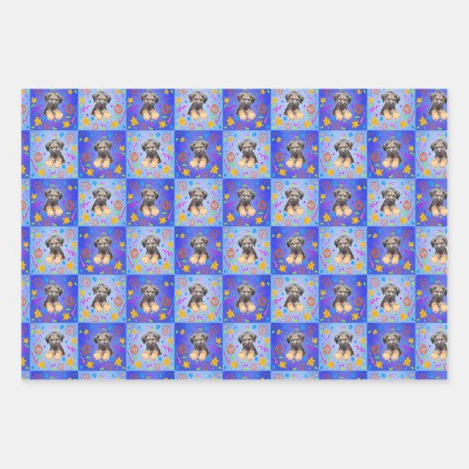 Thatch Border Terrier patchwork Pattern Geschenkpapier Set (Vorderseite 2)