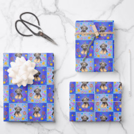 Thatch Border Terrier patchwork Pattern Geschenkpapier Set