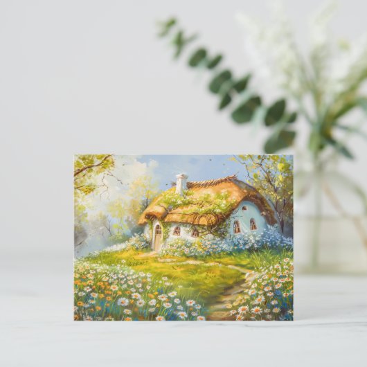 Thatched Dof Hütte von Daisy Meadow Postkarte (Stehend Vorderseite)