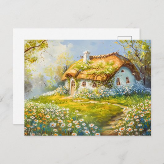 Thatched Dof Hütte von Daisy Meadow Postkarte (Vorne/Hinten)