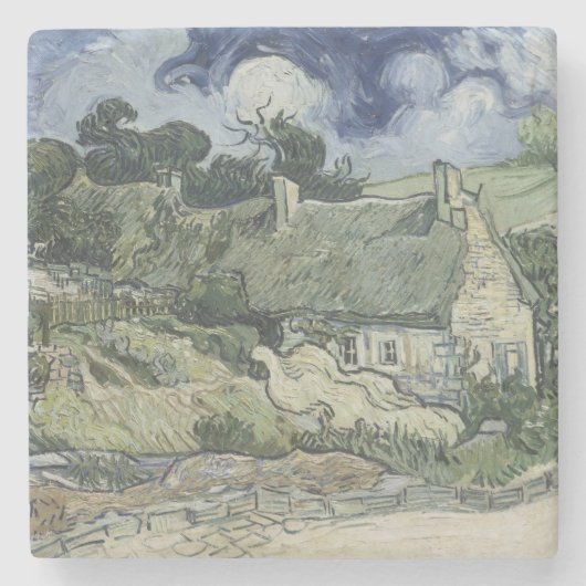 Thatched Hütten Cordeville durch Vincent van Gogh Steinuntersetzer (Vorderseite)