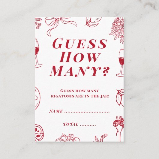 That's Amore Bridal Shower Guess how many Game  Begleitkarte (Vorderseite)