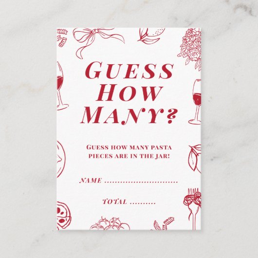 That's Amore Bridal Shower Guess how many Game  Begleitkarte (Vorderseite)