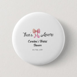 that's amore bridal shower pink retro bow boho nam button