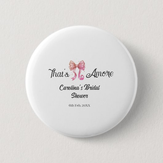 that's amore bridal shower pink retro bow boho nam button (Vorderseite)