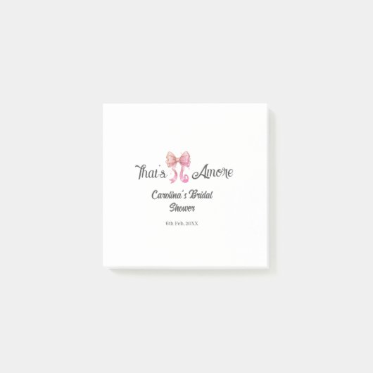that's amore bridal shower pink retro bow boho nam post-it klebezettel (Vorderseite)
