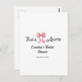 that's amore bridal shower pink retro bow boho nam postkarte (Vorne/Hinten)