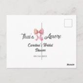 that's amore bridal shower pink retro bow boho nam postkarte (Rückseite)