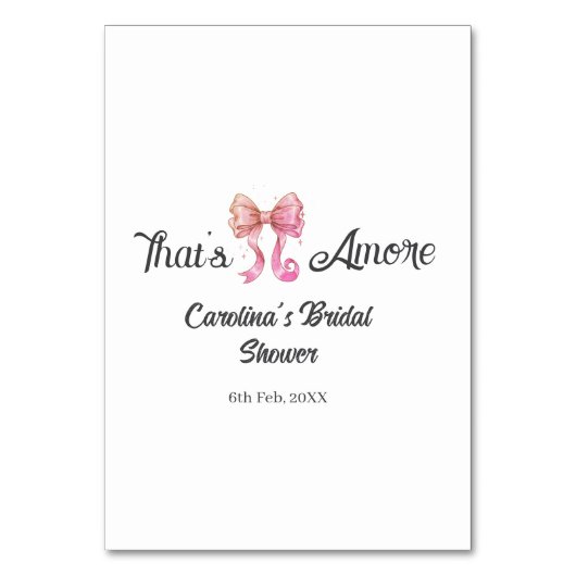 that's amore bridal shower pink retro bow boho nam tischnummer (Vorderseite)