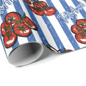 That's amore cherry tomatoes blue stripes Italian  Geschenkpapier (Rolleneckpunkt)