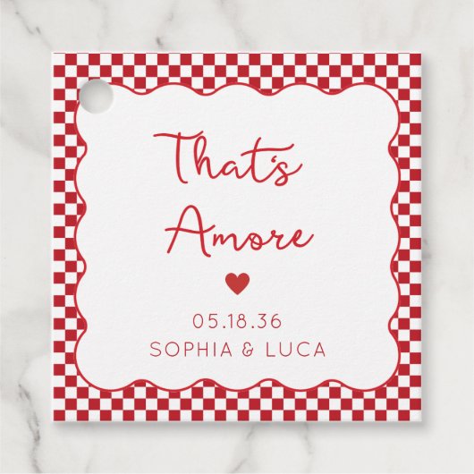"That's Amore" Chic Red Checkered Italienische Hoc Geschenkanhänger (Vorderseite)