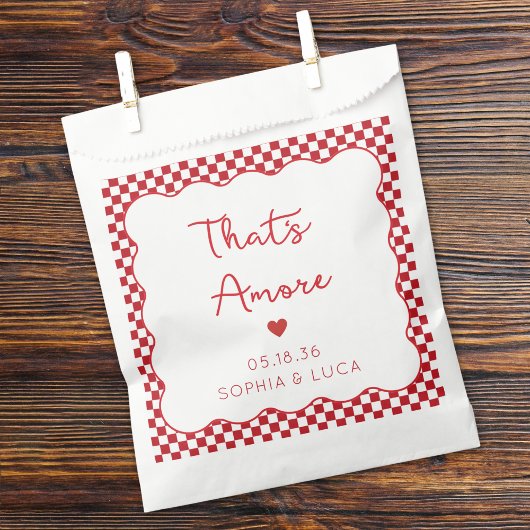 "That's Amore" Chic Red Checkered Italienische Hoc Geschenktütchen