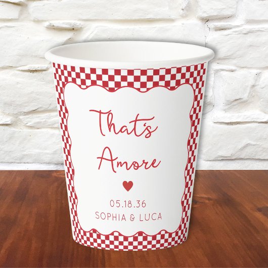 "That's Amore" Chic Red Checkered Italienische Hoc Pappbecher