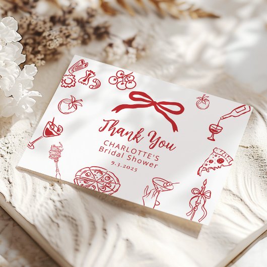 That's Amore Hand Drawn Italian Bridal Shower Dankeskarte