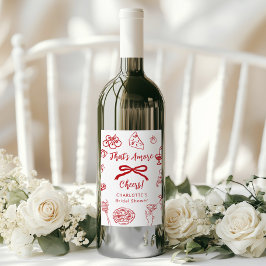 That's Amore Hand Drawn Italian Bridal Shower Weinetikett