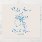 Thats Amore Hand Drawn Italienische Lemon Hochzeit Schaumweinetikett (Einzelnes Label)