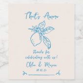 Thats Amore Hand Drawn Italienische Lemon Hochzeit Weinetikett (Einzelnes Label)