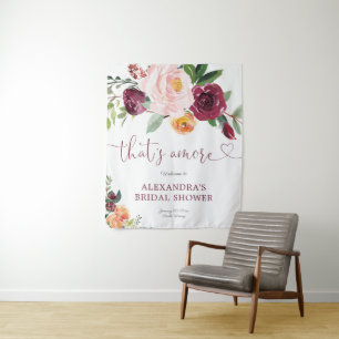That's Amore Herbst-Blumen-Burgunder-Junggesellinn Wandteppich