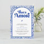 That's Amore Italian Blue Tile Retro Bridal Shower Einladung (Stehend Vorderseite)