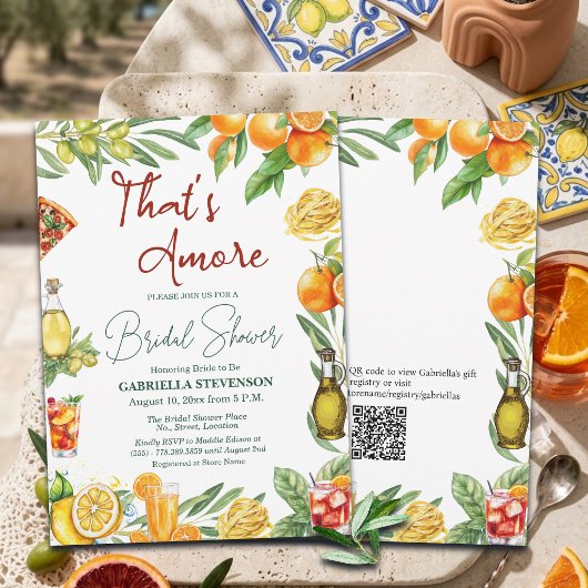 That's Amore Italian Cocktail QR Code Bridal  Einladung