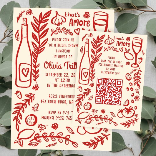 That's Amore Italian Food CUSTOM Bridal Shower QR Begleitkarte