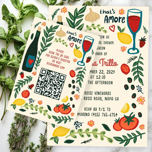That's Amore Italian Food CUSTOM Bridal Shower QR Begleitkarte