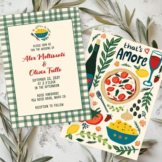 That's Amore Italian Food CUSTOM Plaid Wedding Einladung